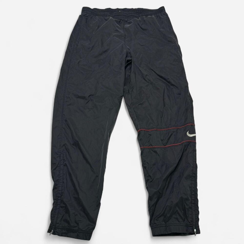 Nike Black Swoosh Track Pants Men’s Size L Windbreaker Athletic Nylon